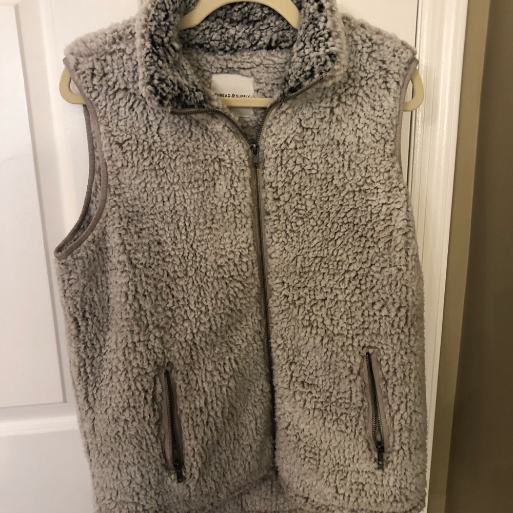Gray sherpa vest